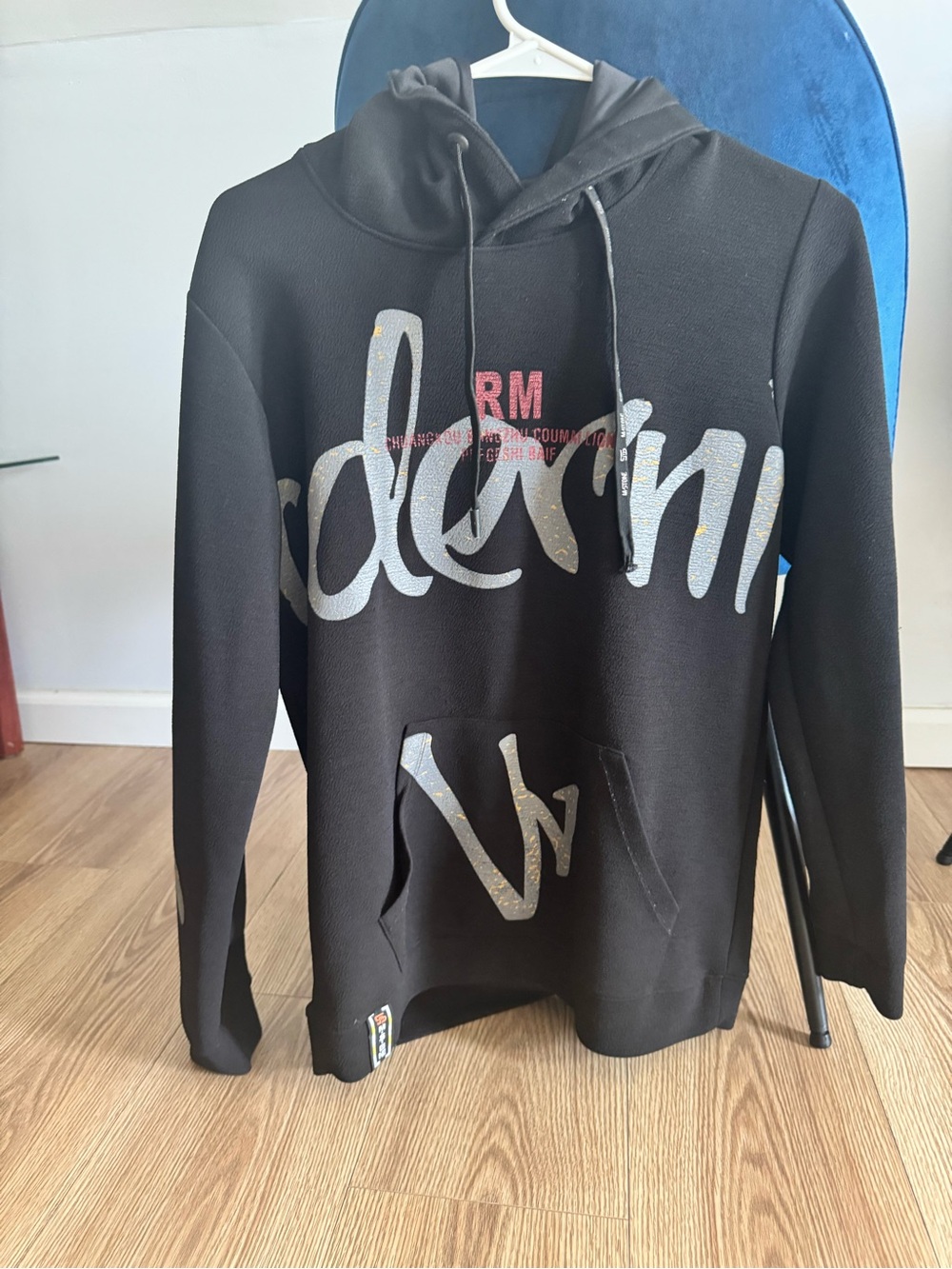 Black Graphic Hoodie Sweatshirt with Script Logo